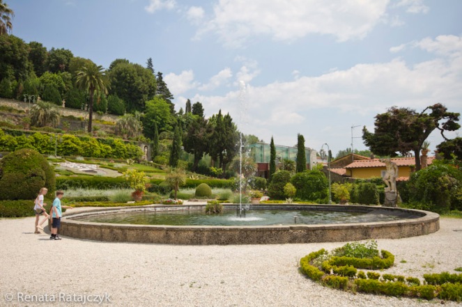 A fountain close to the entrance to Villa Garzoni garden, Italy.